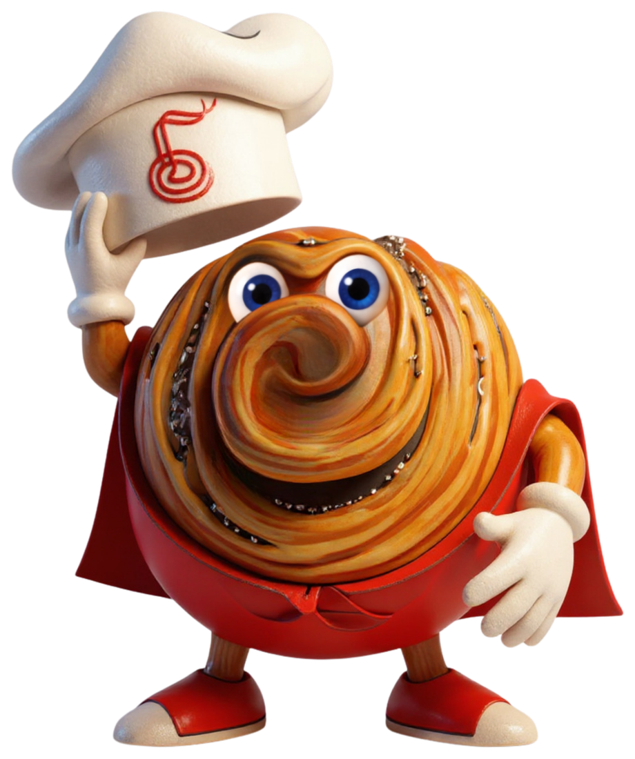 Duffey, the Duffeyrolls mascot, tipping his baker's hat.