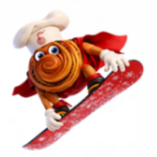 Duffey on a red snowboard.