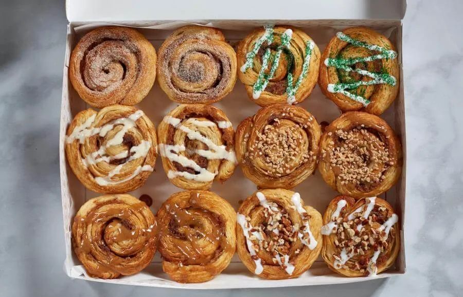 A dozen assorted Duffeyrolls in their box.