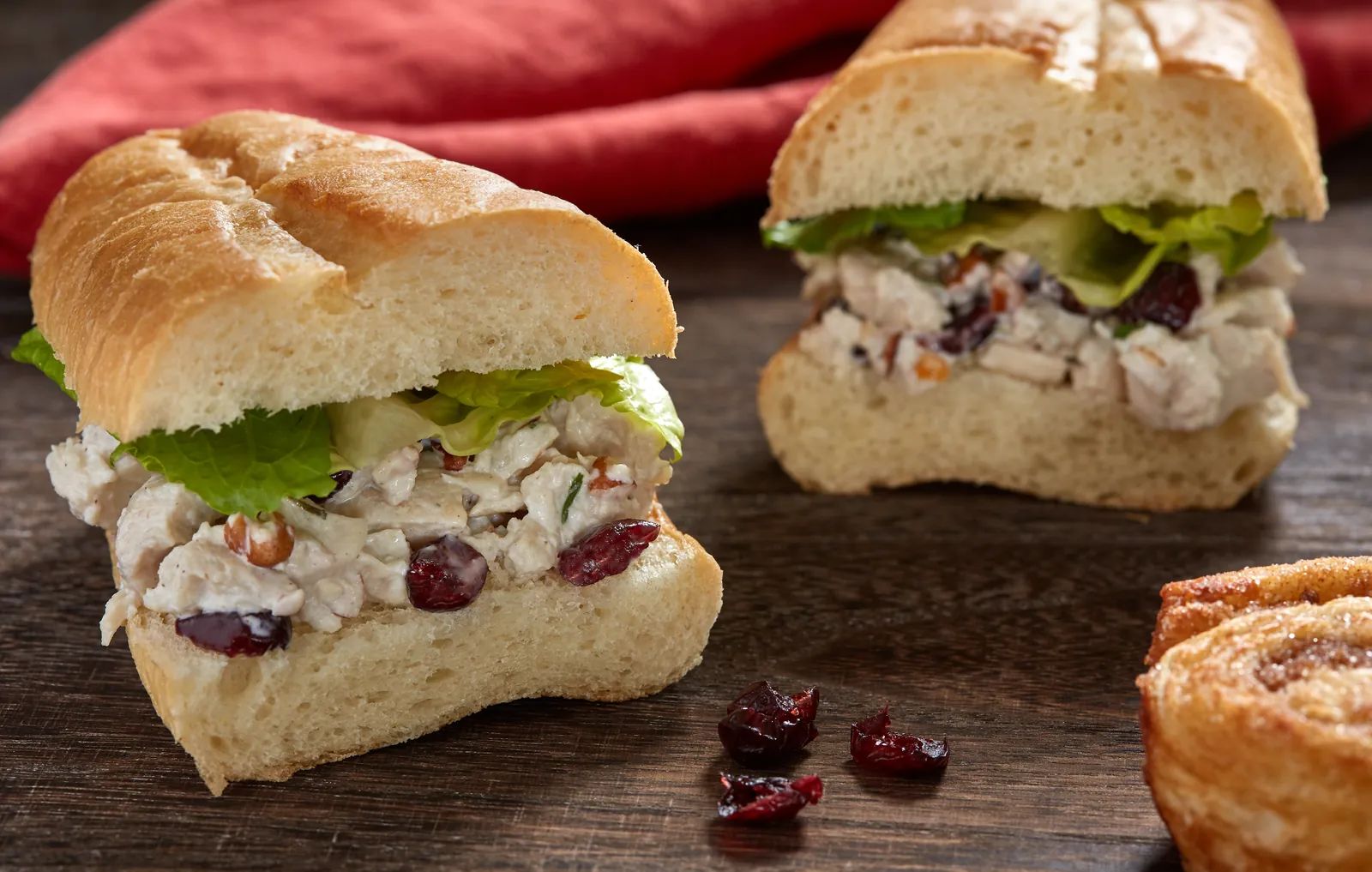 Pecan-Cran Chicken Salad sandwich with lettuce.